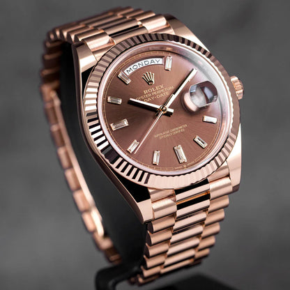 Rolex Day-Date Watch For Men - Brown Dial