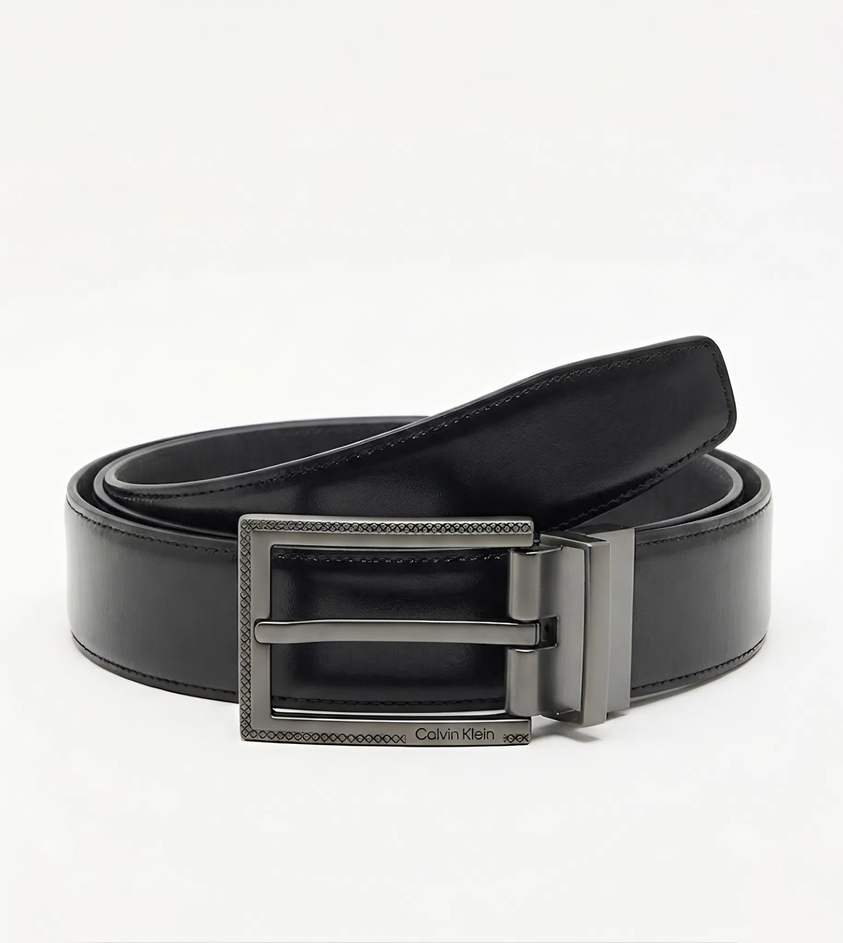 Calvin Klein Men's Reversible Belt – Black & Dark Brown Leather with Premium Metal Buckle#020