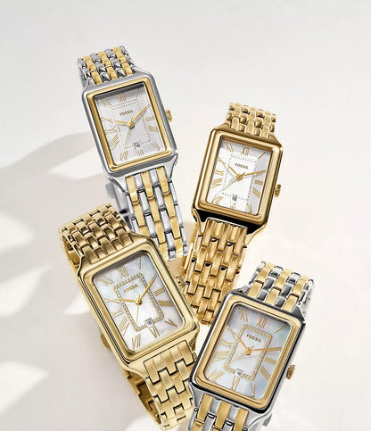 Fossil Raquel Women's Watch – Two-Tone Stainless Steel with White Mother-of-Pearl Dial (Model ES5305)