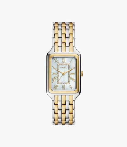 Fossil Raquel Women's Watch – Two-Tone Stainless Steel with White Mother-of-Pearl Dial (Model ES5305)