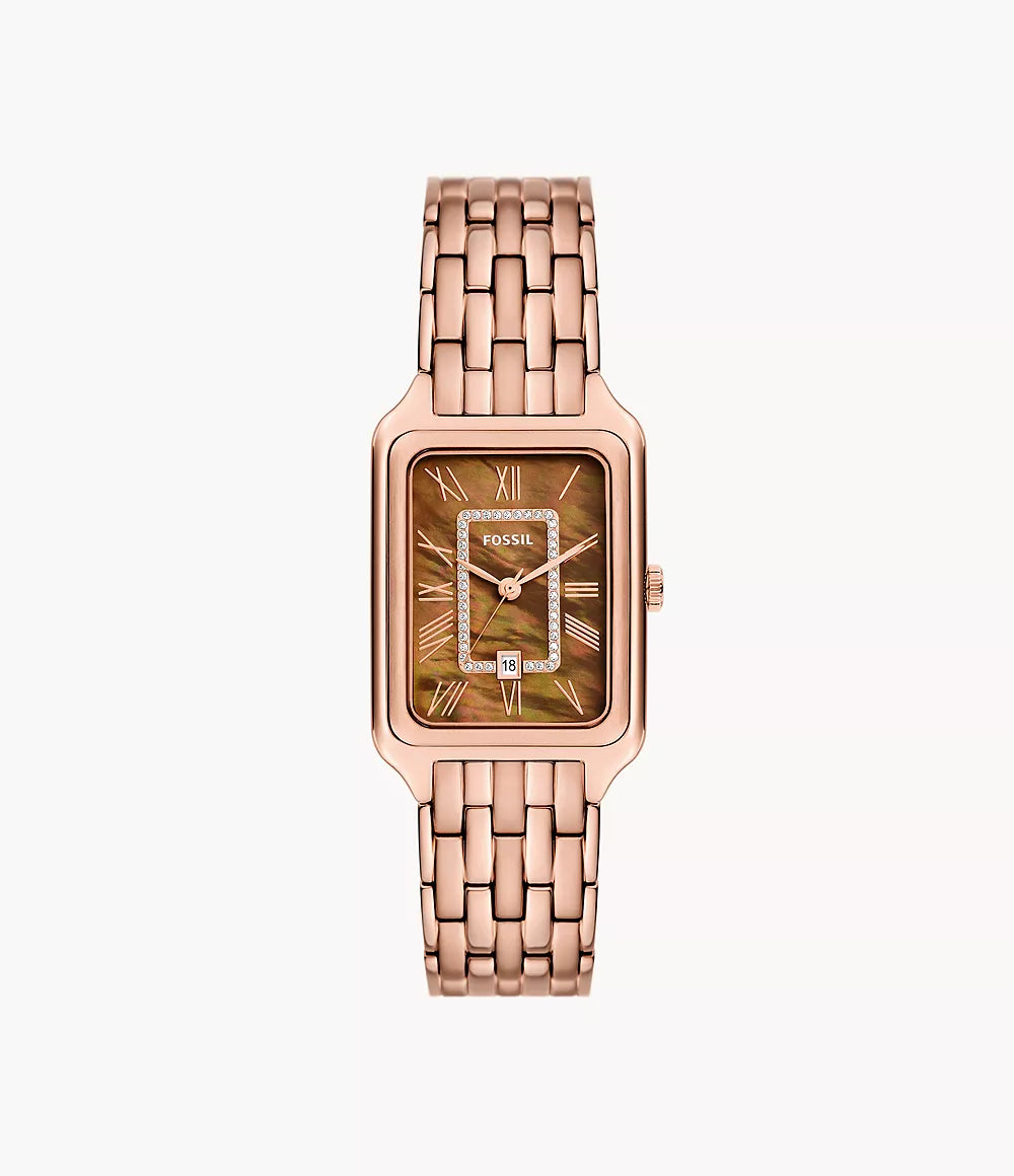 Fossil Raquel Women's Watch – Rose Gold-Tone Stainless Steel with Brown Mother-of-Pearl Dial (Model ES5323)