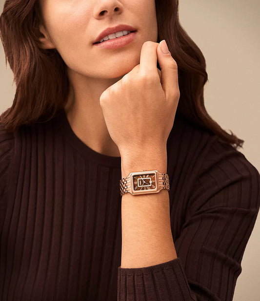 Fossil Raquel Women's Watch – Rose Gold-Tone Stainless Steel with Brown Mother-of-Pearl Dial (Model ES5323)