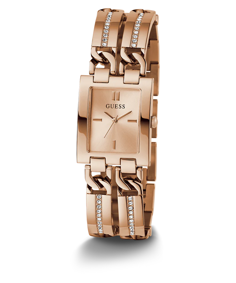 GUESS Women’s Watch – Rose Gold Tone Rectangle Design | Elegant & Sustainable Style