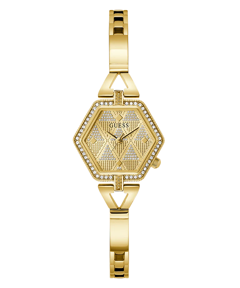 Guess GW0680L2 Women’s Gold Stainless Steel Watch – 28mm Hexagon Analog with Crystal Details