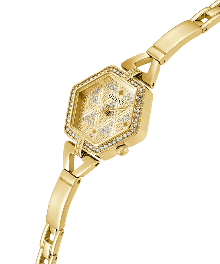 Guess GW0680L2 Women’s Gold Stainless Steel Watch – 28mm Hexagon Analog with Crystal Details