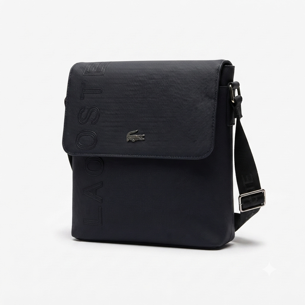 Lacoste Men's Vertical Flat Crossbody Bag - Black #0017