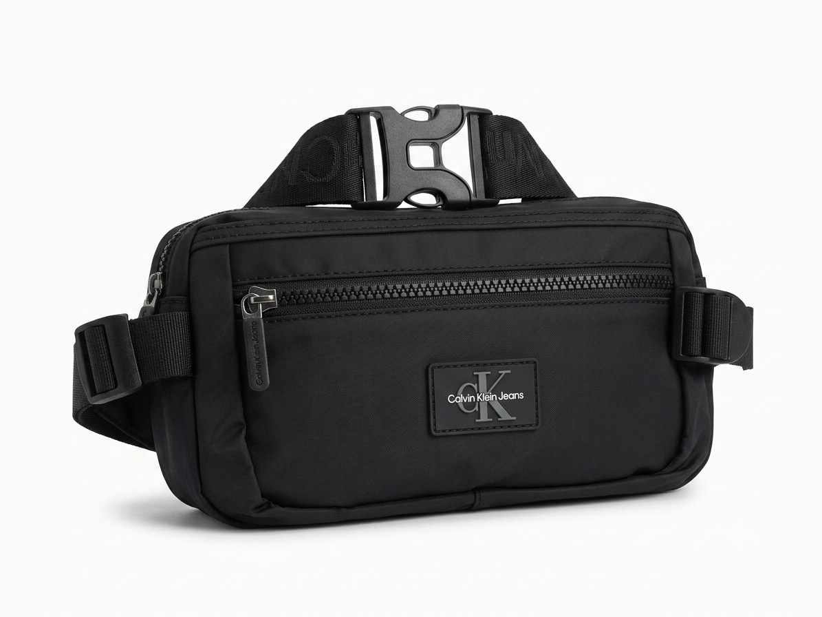 Calvin Klein Jeans Men's Black Multi-Zipper Waist Bag #0021