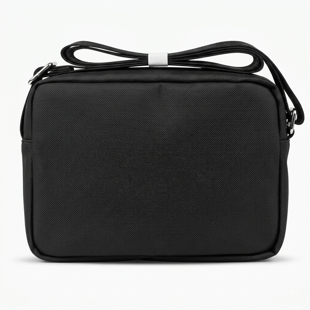 Lacoste Men's Black Flap Crossbody Messenger Bag with Branded Strap #0023