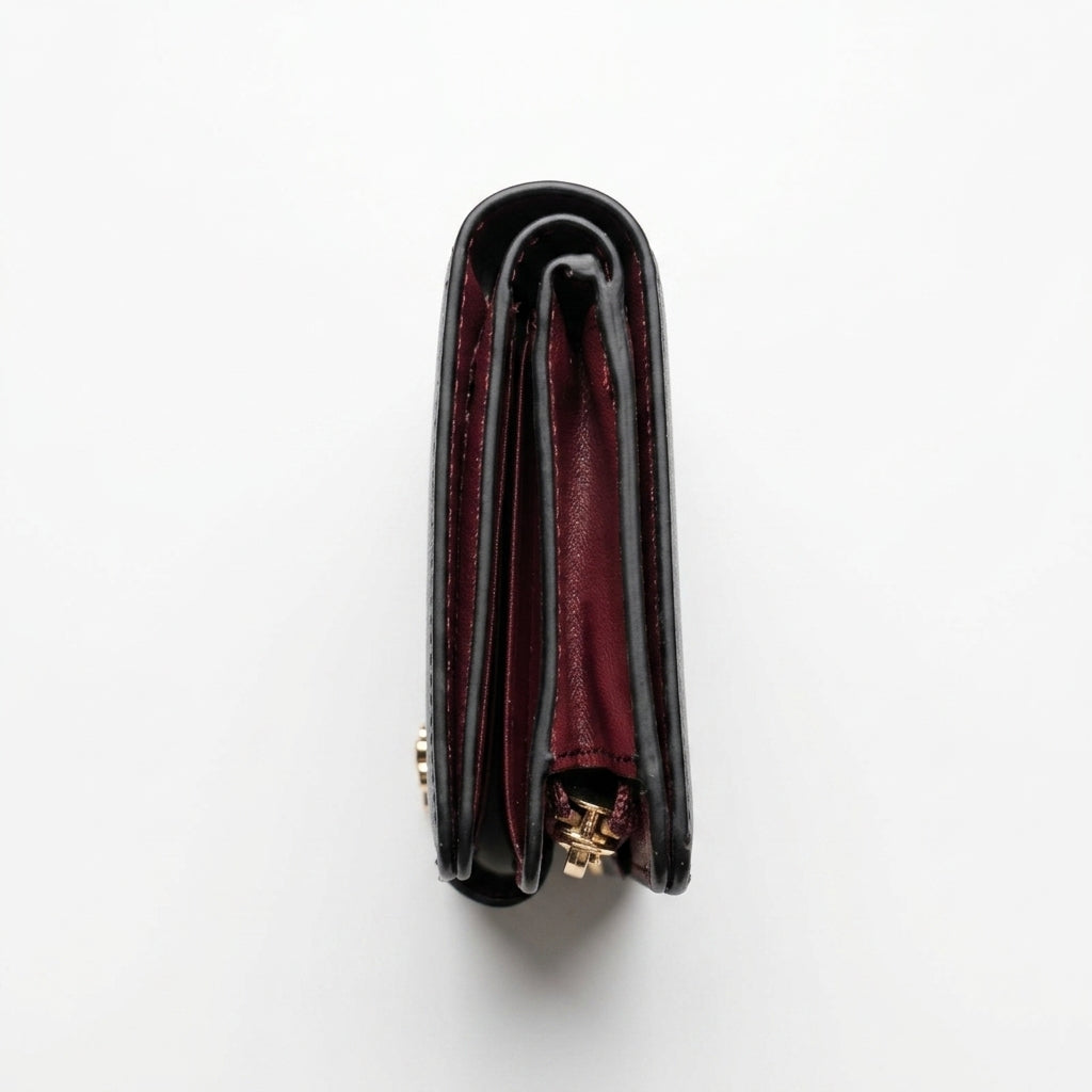 Coach Signature Medium Corner Zip Wallet - Brown/Red #0002