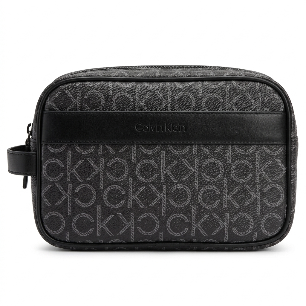 Calvin Klein Men's Monogram Toiletry & Pouch Bag - Black/Charcoal #0024