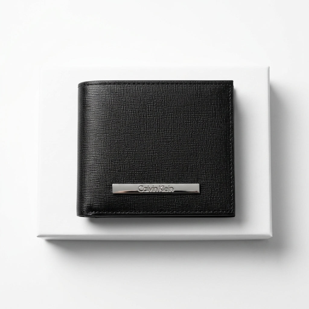 Calvin Klein Men's Genuine Leather Bifold Wallet - Black #0003