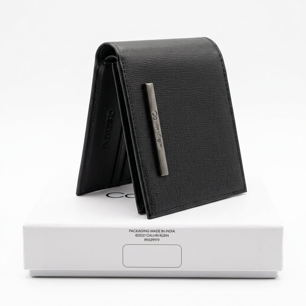 Calvin Klein Men's Genuine Leather Bifold Wallet - Black #0003