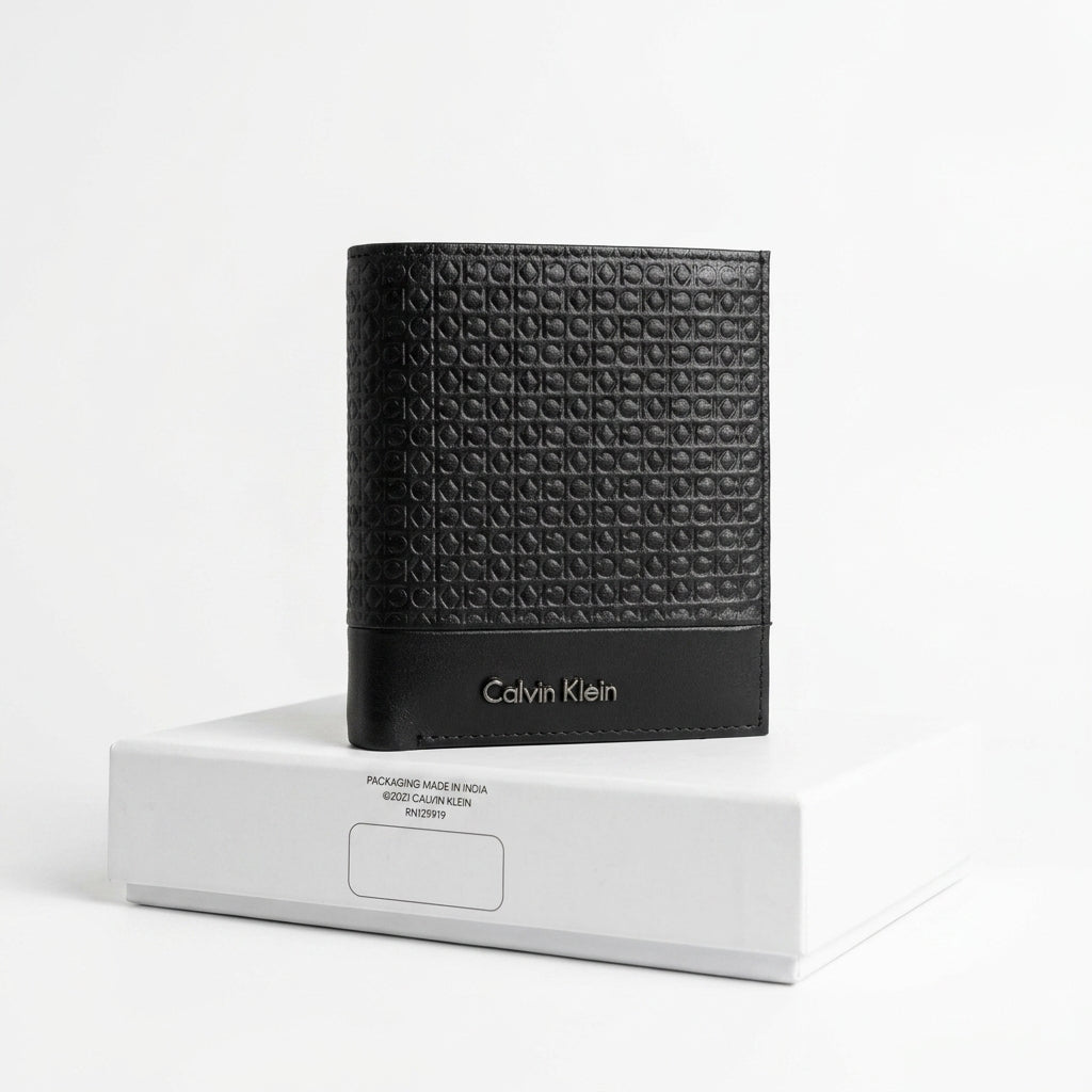 Men's Calvin Klein Premium Leather Wallet in Classic Black #0007