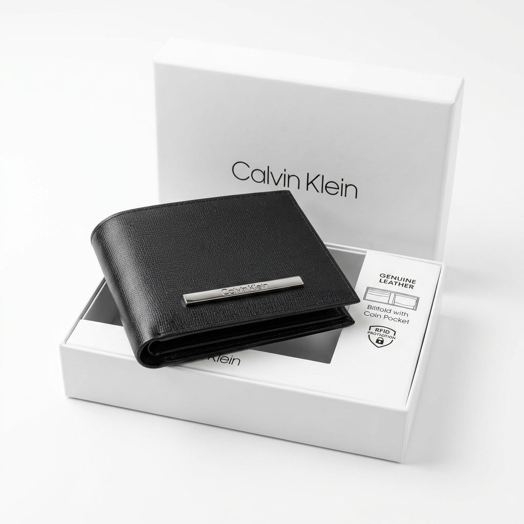 Calvin Klein Men's Genuine Leather Bifold Wallet - Black #0003