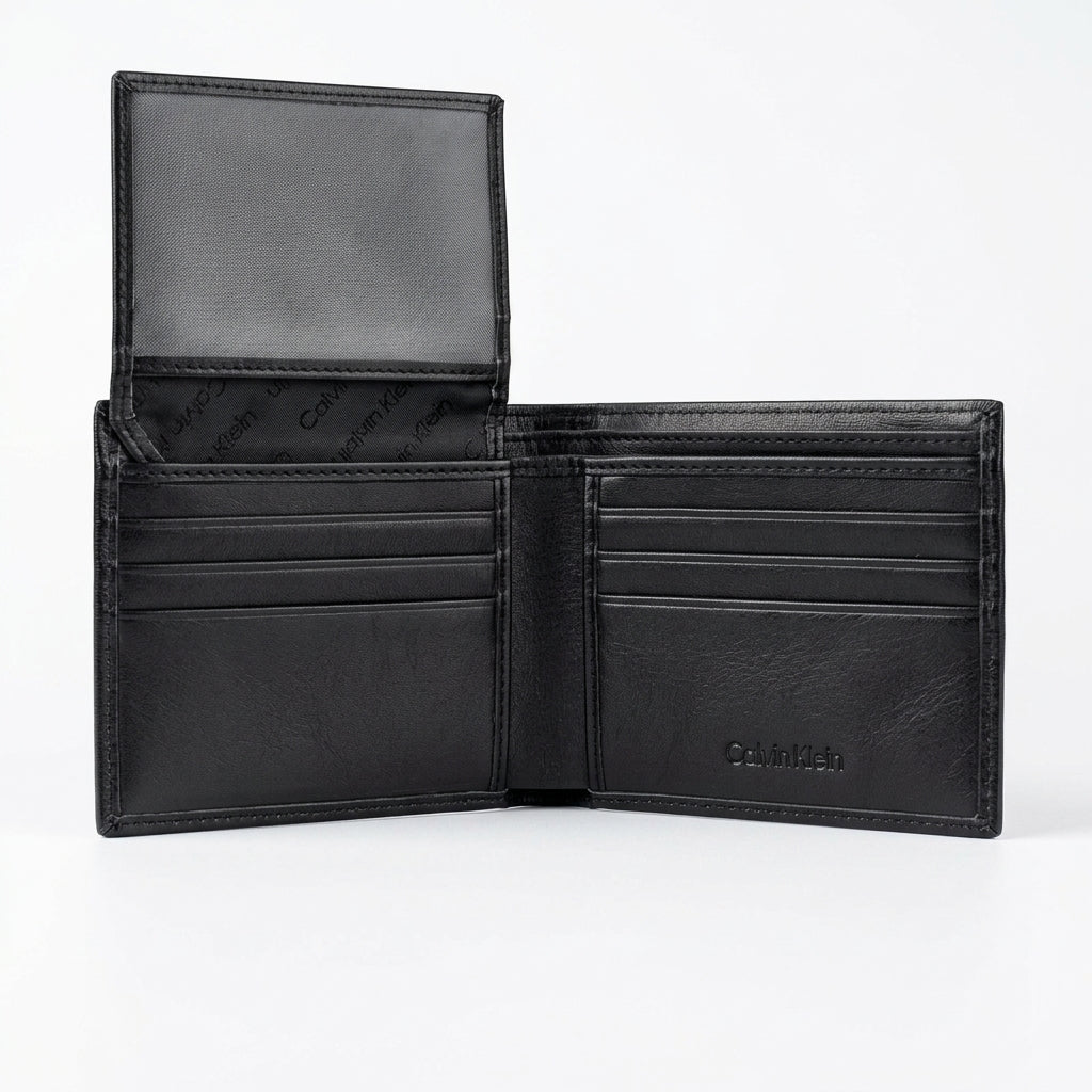 Calvin Klein Men's Genuine Leather Bifold Wallet - Black #0003