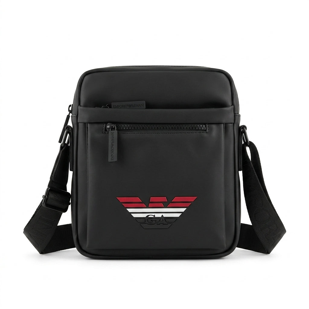 Emporio Armani Men's Tricolor Eagle Crossbody Bag - Black #0004
