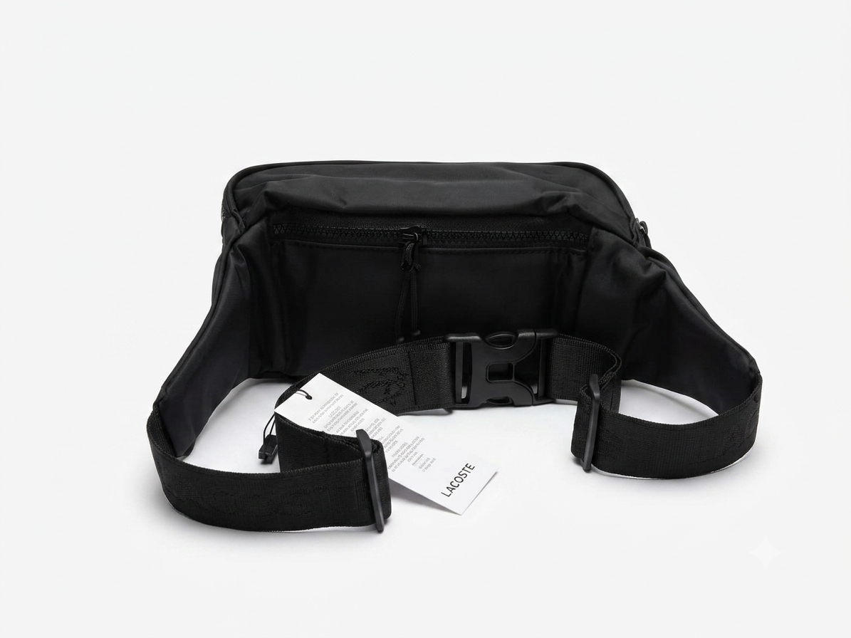Lacoste Men's Black Nylon Triple Zipper Waist Bag #0021