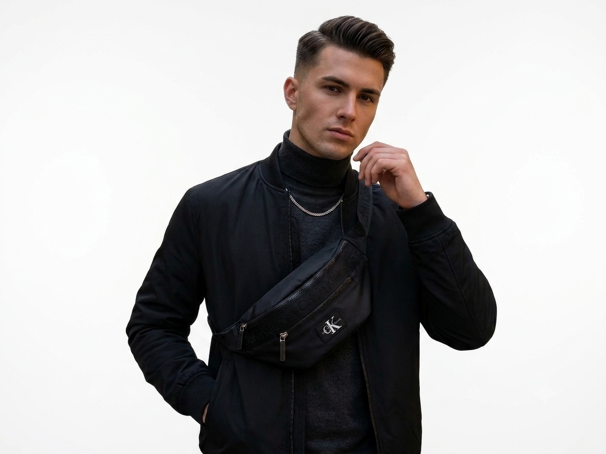 Calvin Klein Jeans Men's Black Nylon Logo Waist Bag