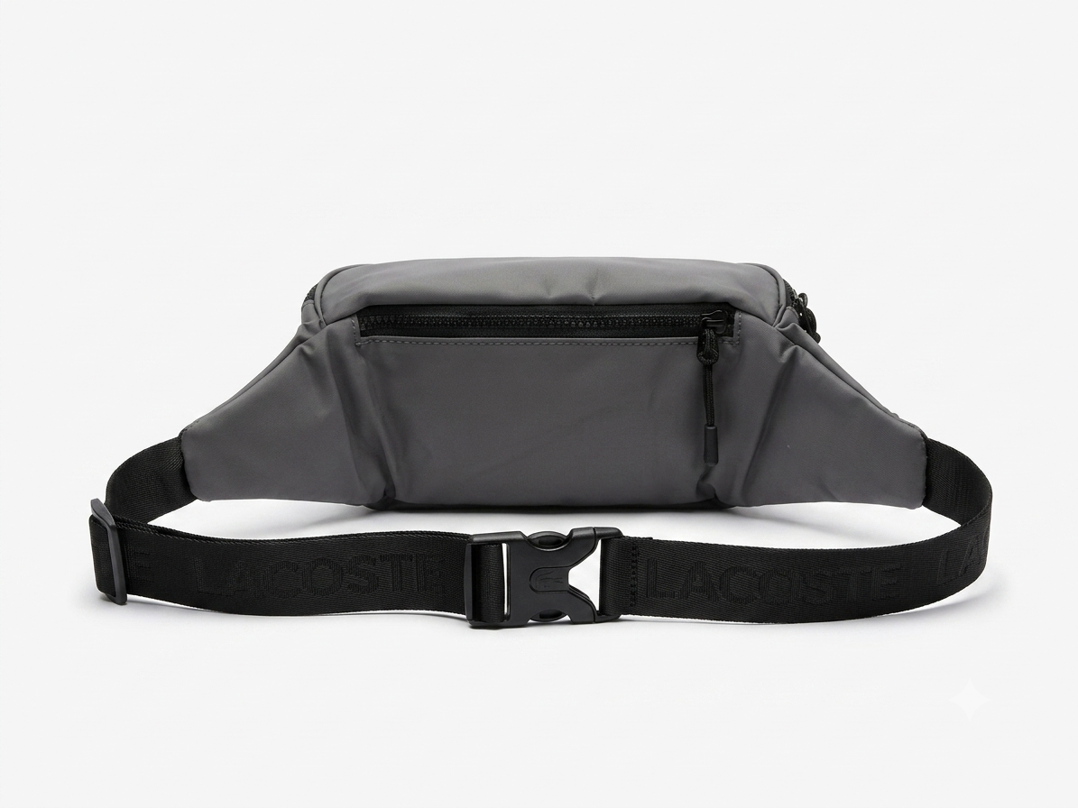 Lacoste Men's Grey Nylon Triple Zipper Waist Bag #0019