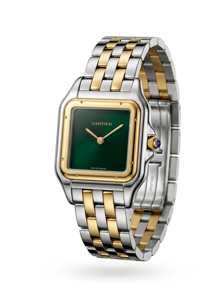 Panthère de Cartier watch green dial medium model