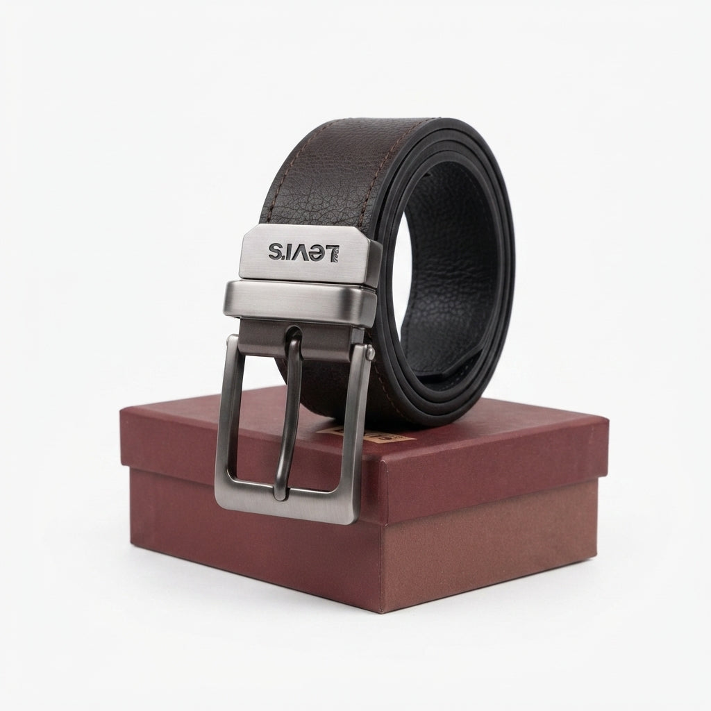 Levi's Men's Reversible Leather Belt (Black/Brown) #04