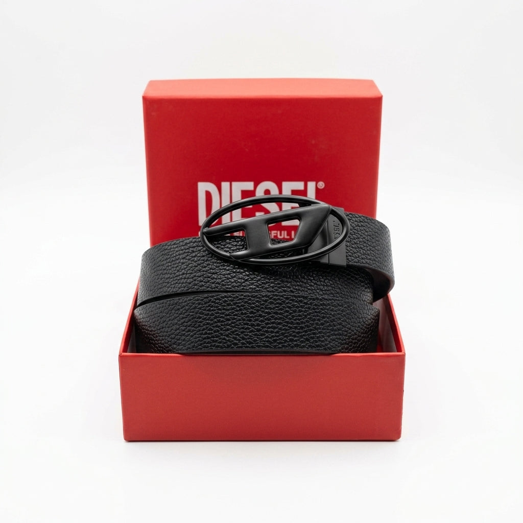 Diesel Reversible Leather Belt with Iconic Oval Buckle – Ultimate #0002