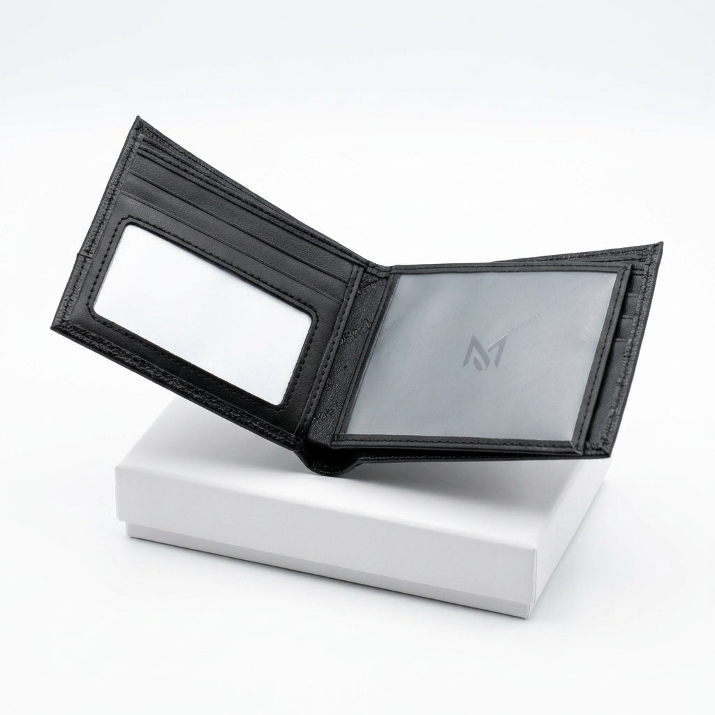 Calvin Klein Men’s Genuine Leather Bifold Wallet – Classic Black #0005