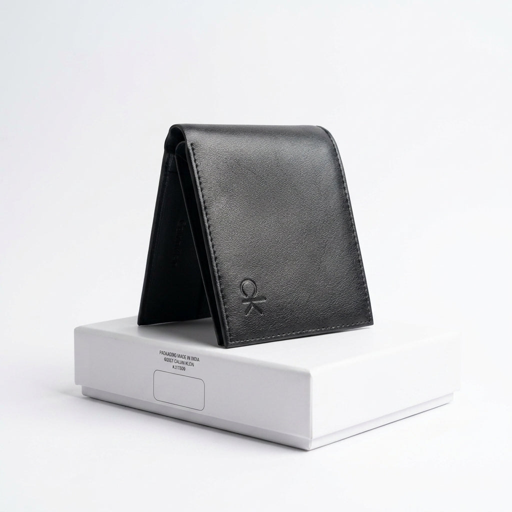 Calvin Klein Men's Genuine Leather Bifold Wallet - Black #0004