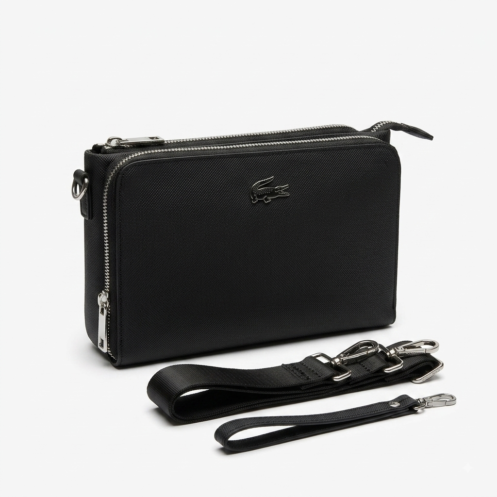 Lacoste black Leather Crossbody Handbag #0025
