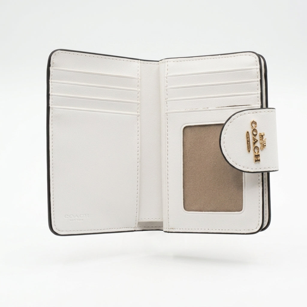 Coach Medium Floral Print Zip-Around Wallet – White #0012