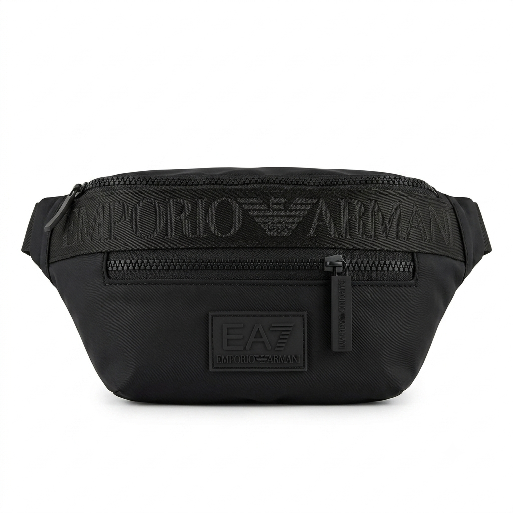 EA7 Emporio Armani Men's Black Technical Fabric Belt Bag #0006