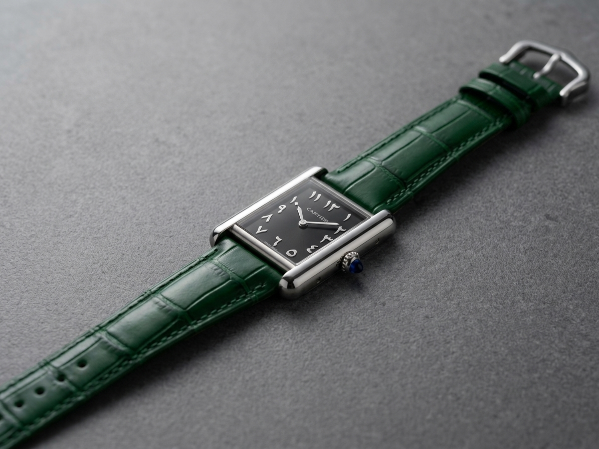 Tank Louis Cartier watch Green Strap Black Dial