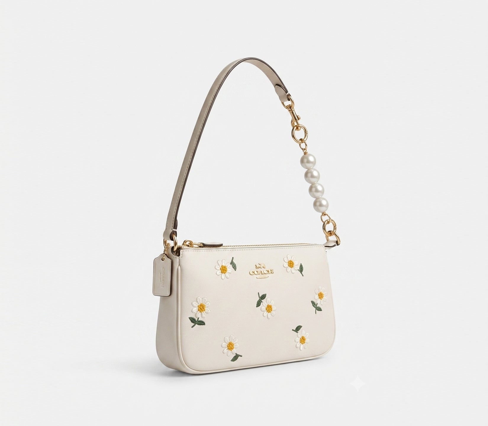 Coach Nolita 19 Leather Wristlet Handbag with Daisy Embroidery – White #27
