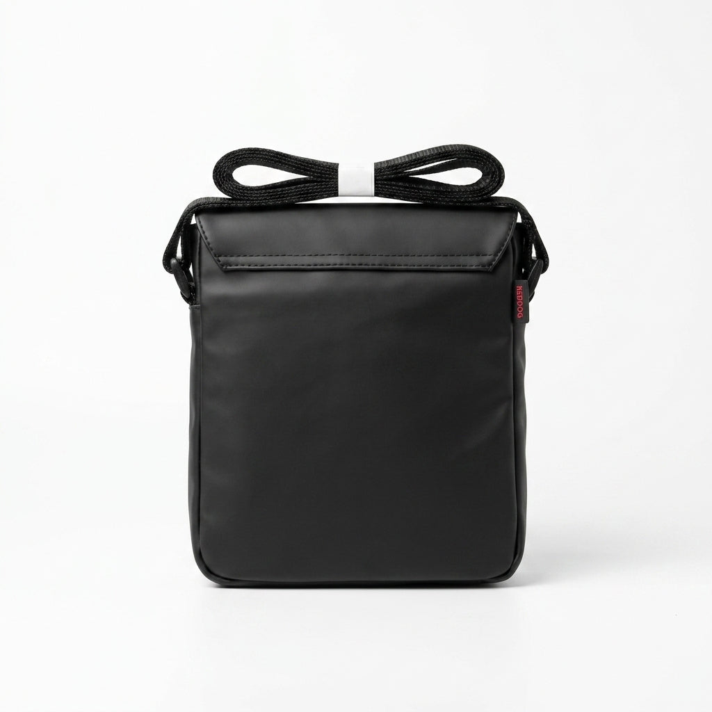 HUGO BOSS Men’s Matte Black Flap-Over Crossbody Reporter Bag #0013