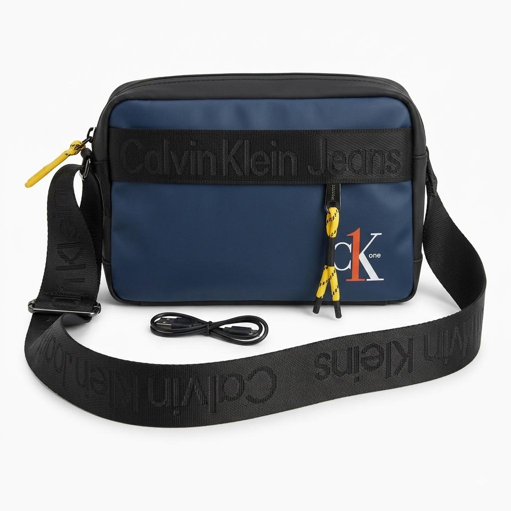 Calvin Klein Jeans Men's Crossbody Bag with Four Zippers and Branded Strap #0023