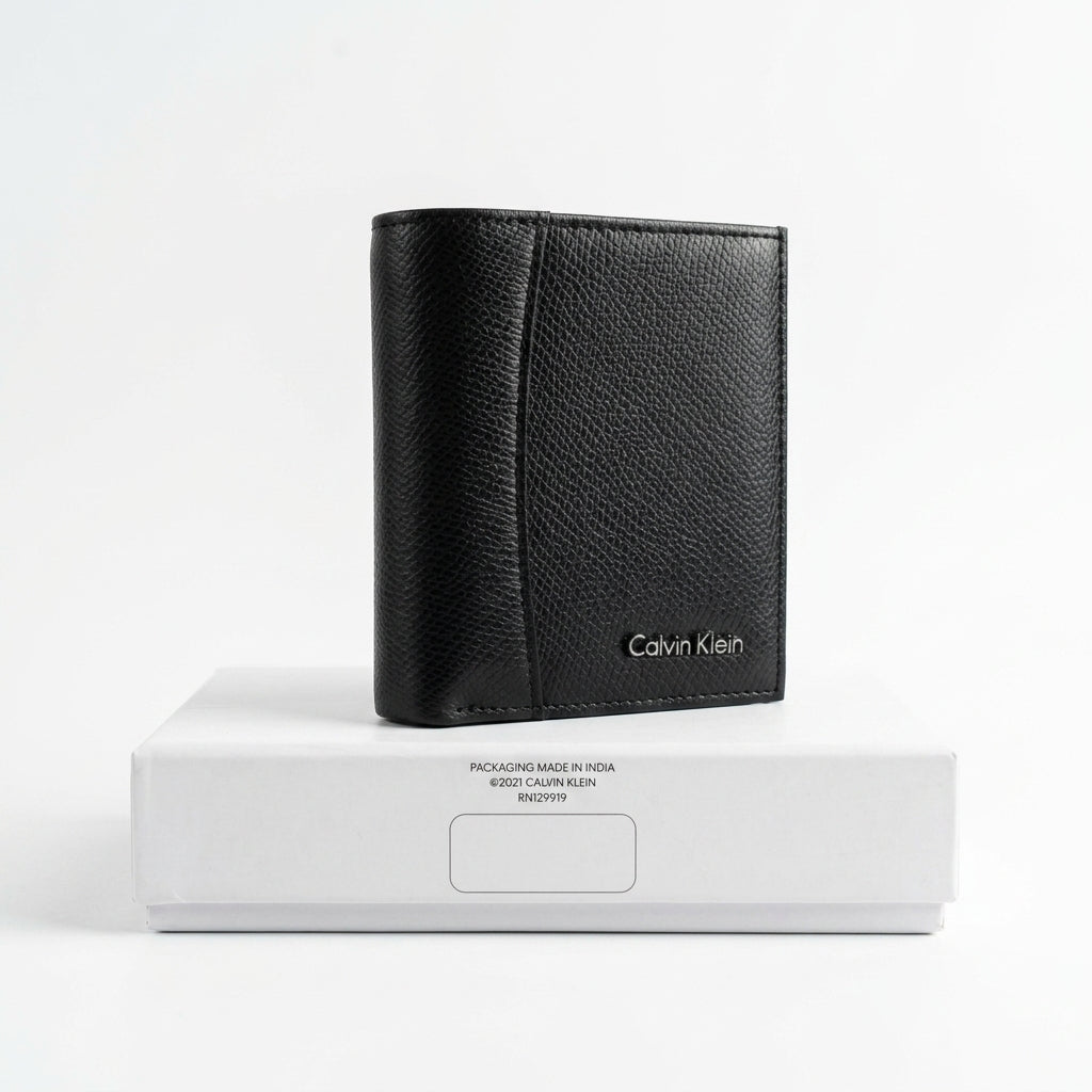 Calvin Klein Men's Genuine Leather Wallet – Black #0008