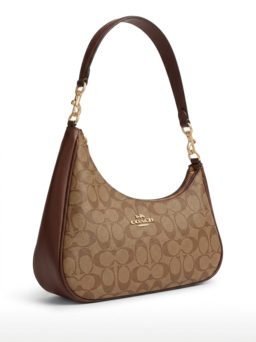 COACH Women's Monogram Canvas & Leather Shoulder Bag - Classic Crossbody Handbag with Removable Strap 👜✨ #0054