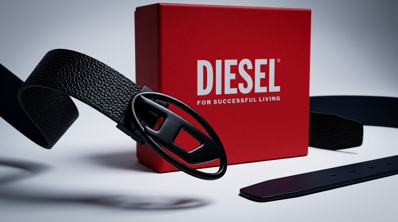 Diesel Reversible Leather Belt with Iconic Oval Buckle – Ultimate #0002
