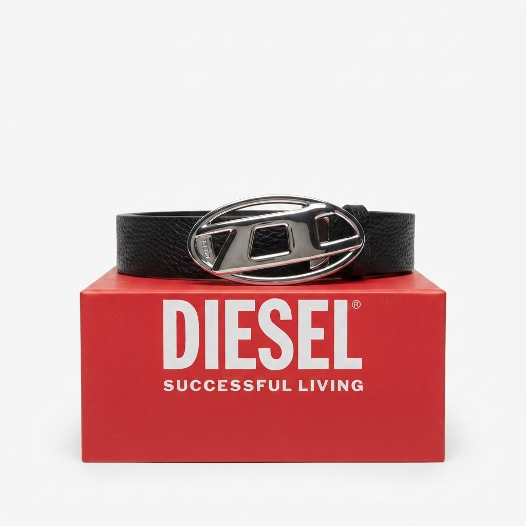 Diesel Reversible Leather Belt with Iconic Oval Buckle – Ultimate #0001