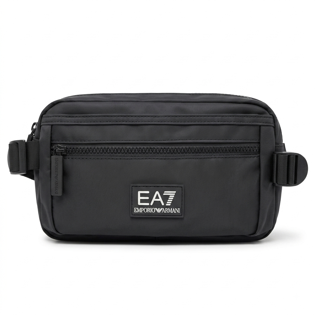 EA7 Emporio Armani Men's Black Quad Zipper Waist Bag #0008