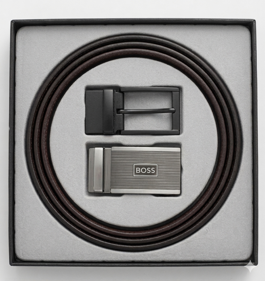 BOSS by Hugo Boss Reversible Leather Belt Gift Set – Black & Brown#3