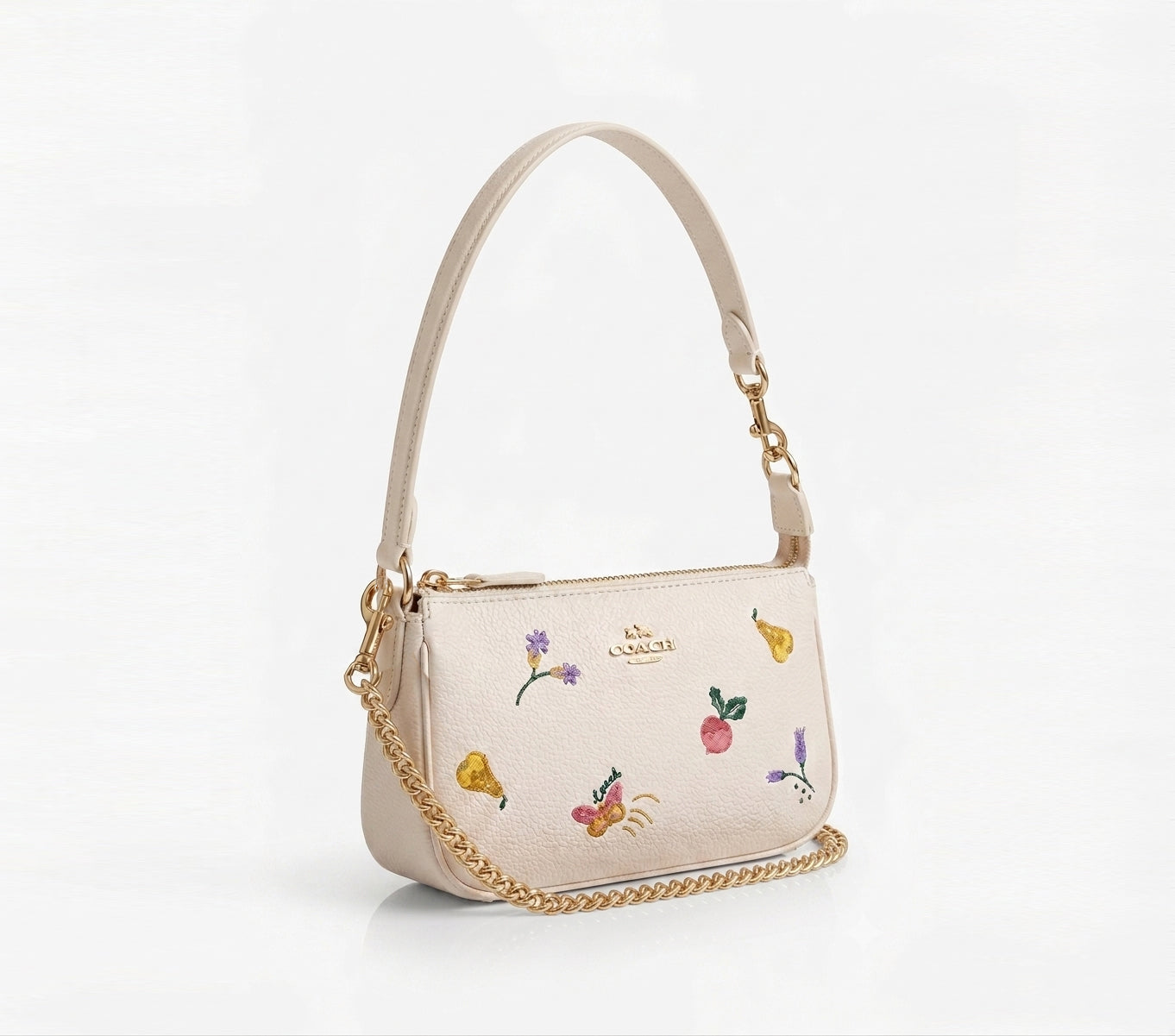 Coach Nolita 19 Leather Wristlet Handbag with Daisy Embroidery – White #28
