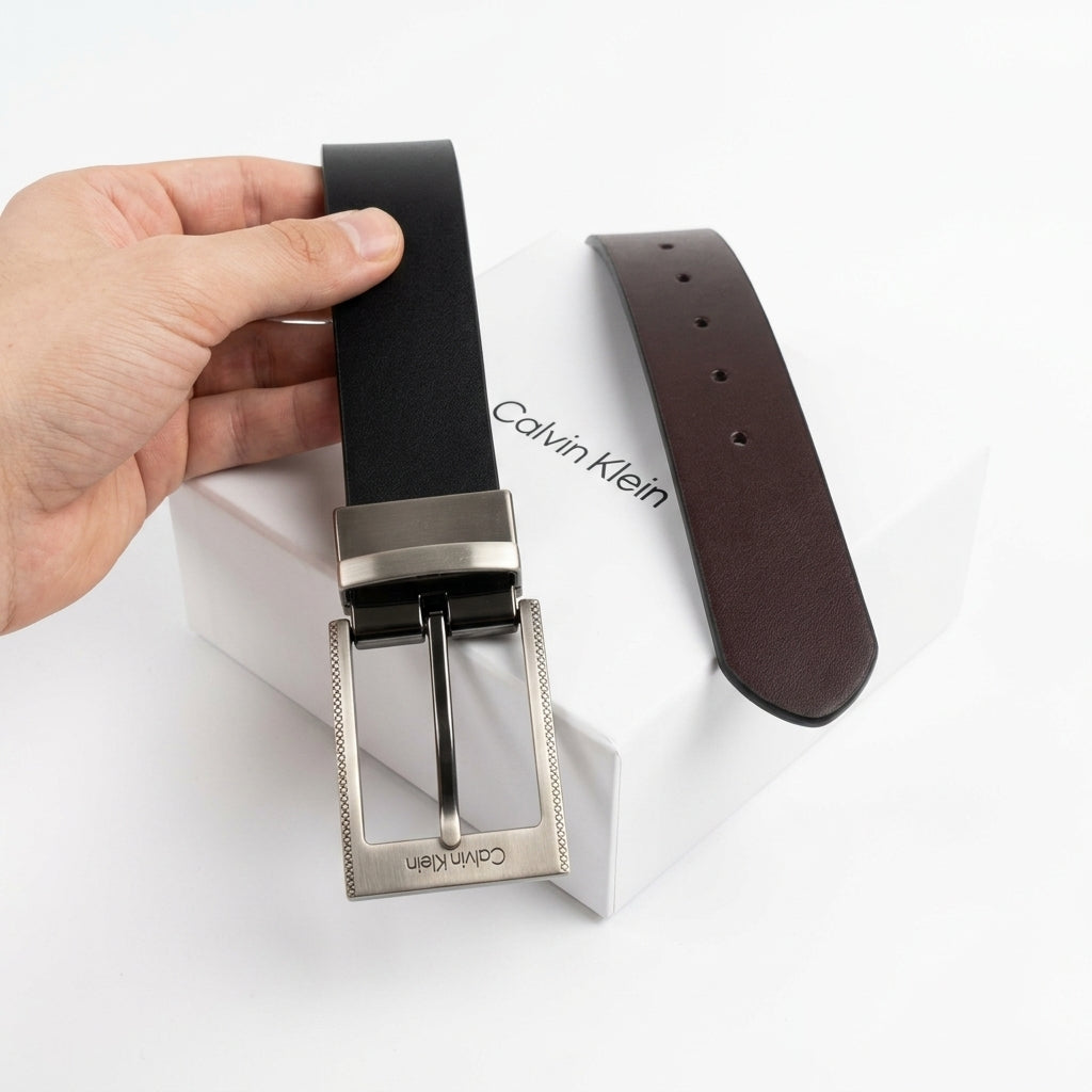 Calvin Klein Men's Reversible Luxury Leather Belt with Sleek Metal Buckle #29