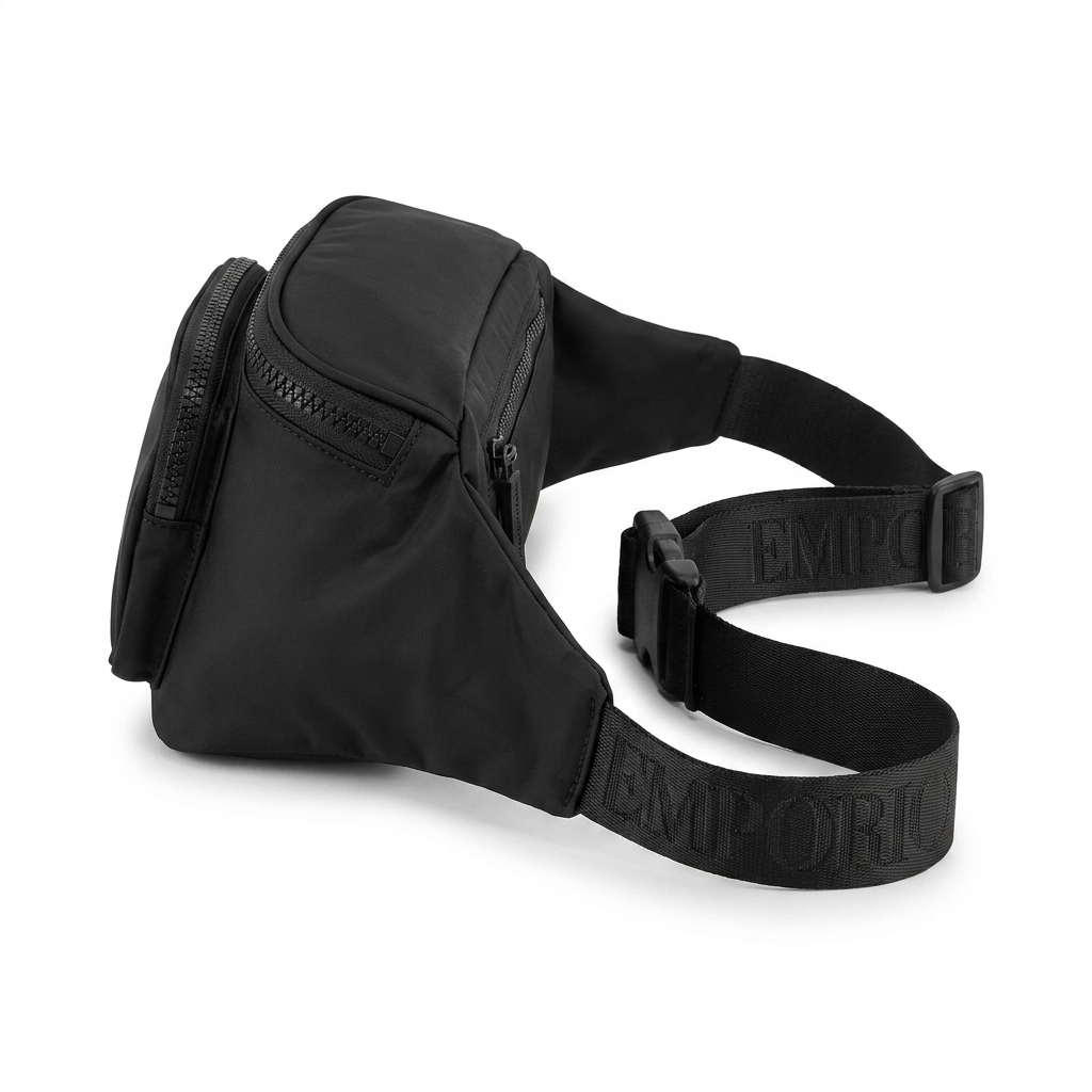 EA7 Emporio Armani Men's Black Triple Zipper Waist Bag #0007