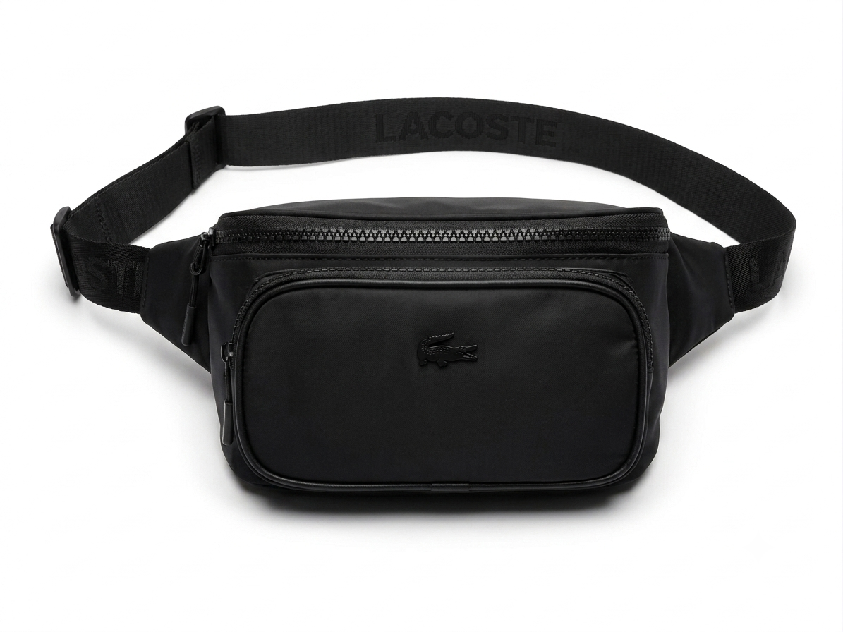Lacoste Men's Black Nylon Triple Zipper Waist Bag #0021