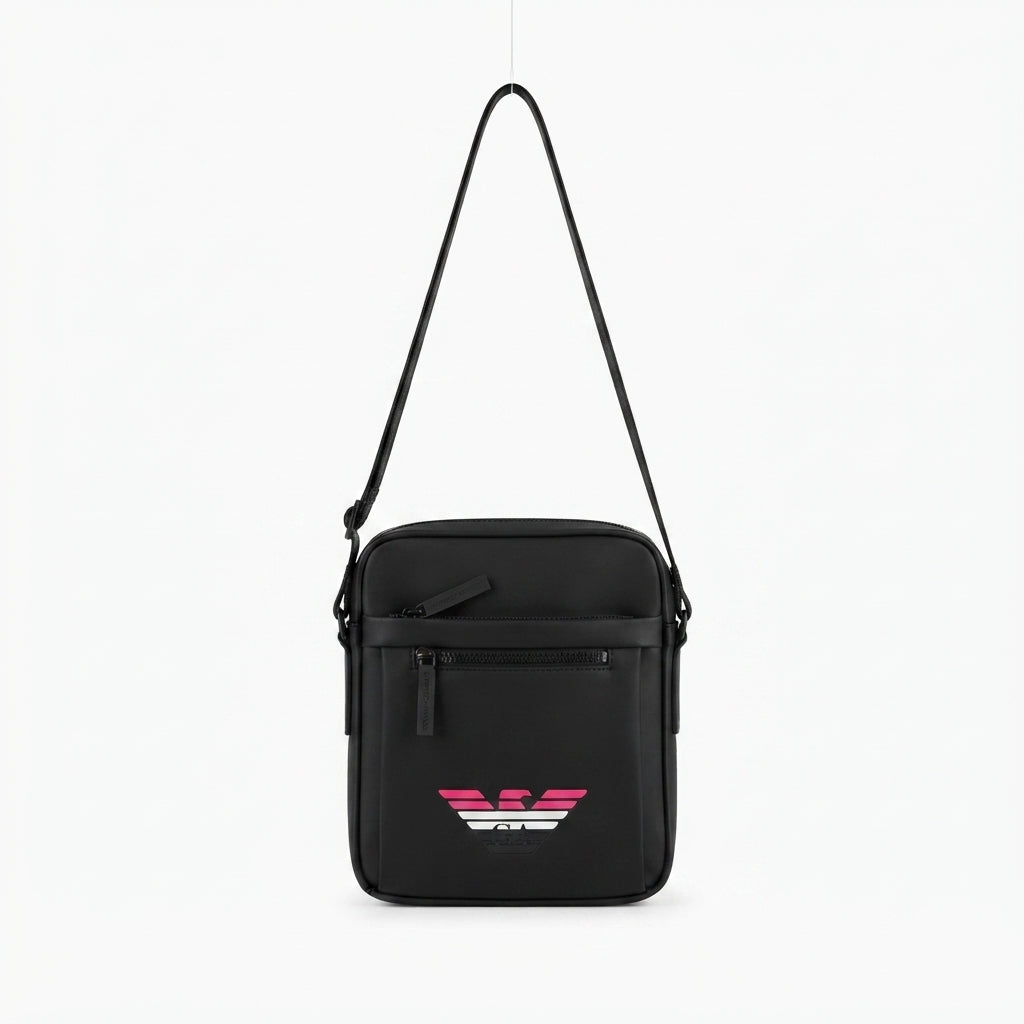 Emporio Armani Men's Tricolor Eagle Crossbody Bag - Black #0004