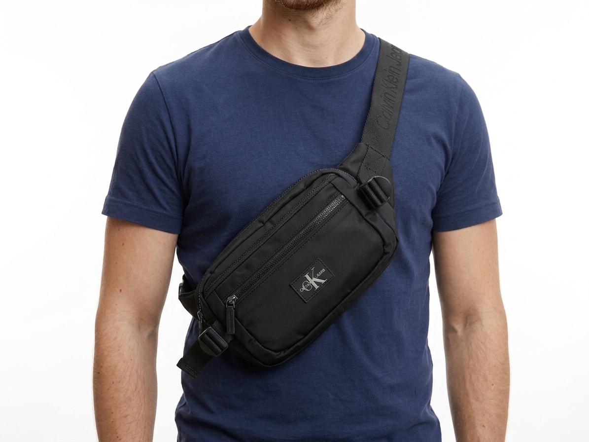 Calvin Klein Jeans Men's Black Multi-Zipper Waist Bag #0021
