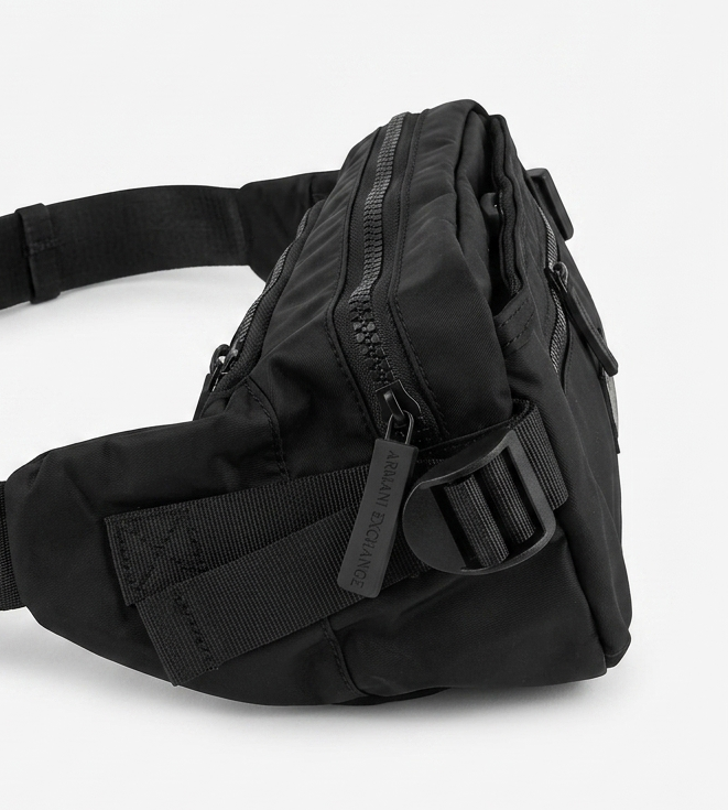 EA7 Emporio Armani Men's Black Quad Zipper Waist Bag #0008