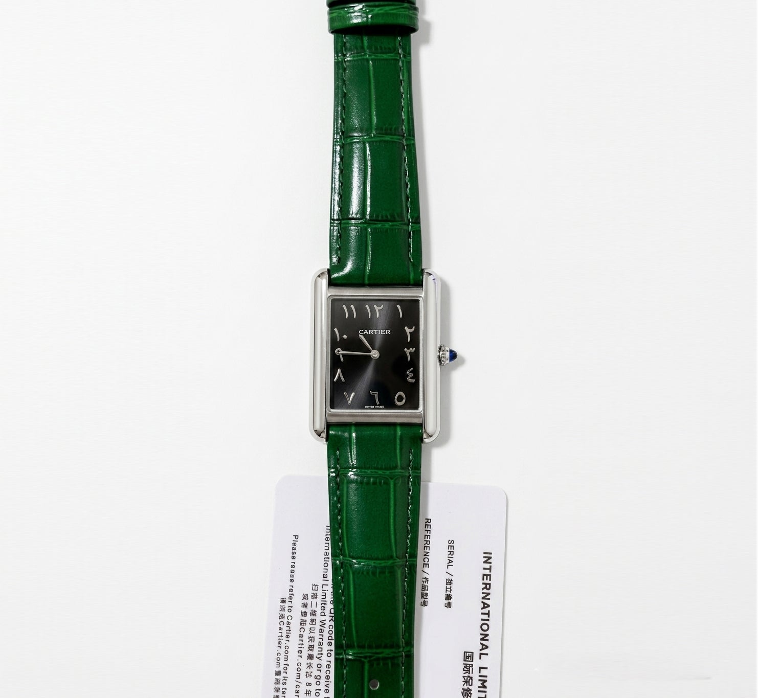 Tank Louis Cartier watch Green Strap Black Dial