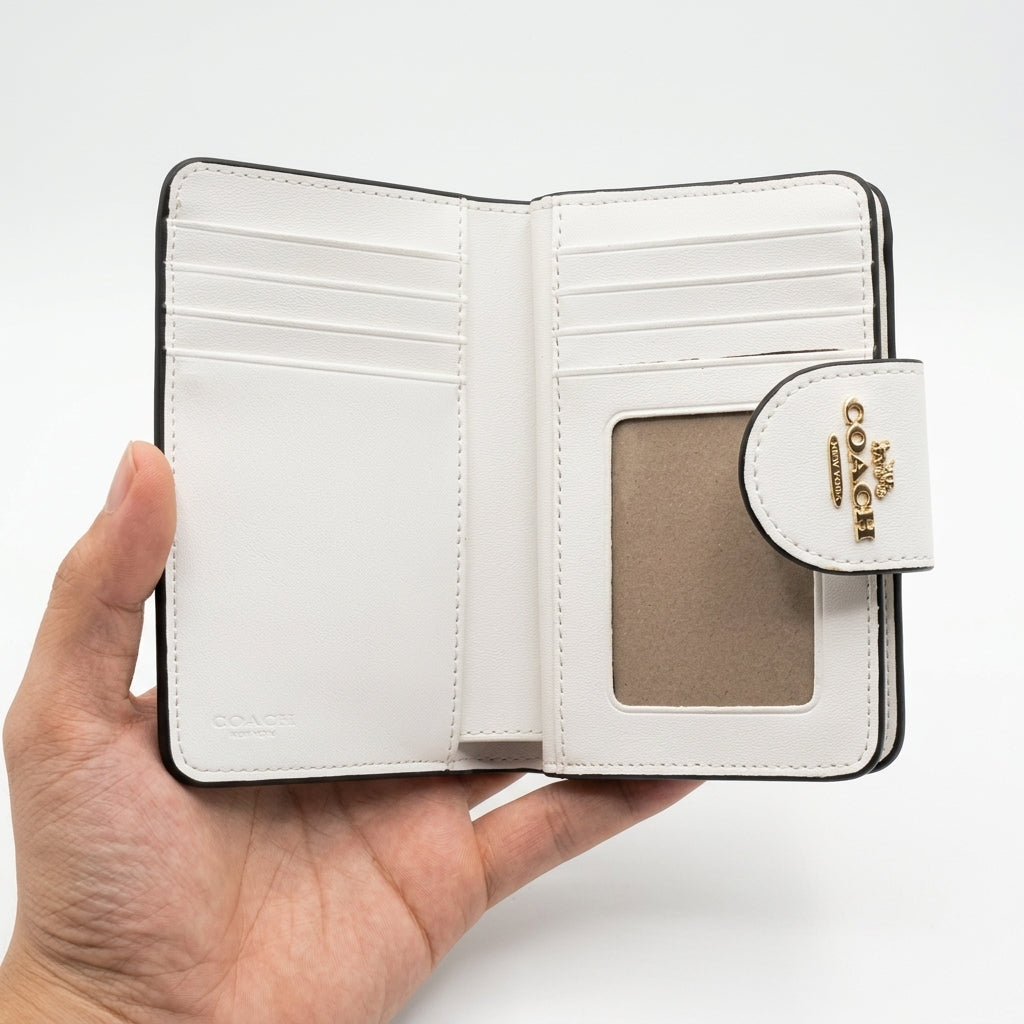 Coach Medium Floral Print Zip-Around Wallet – White #0012
